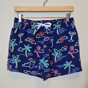 Chubbies Neon Lights Classic Swim Trunks Shortie 4” Inseam Mens Medium Flamingo